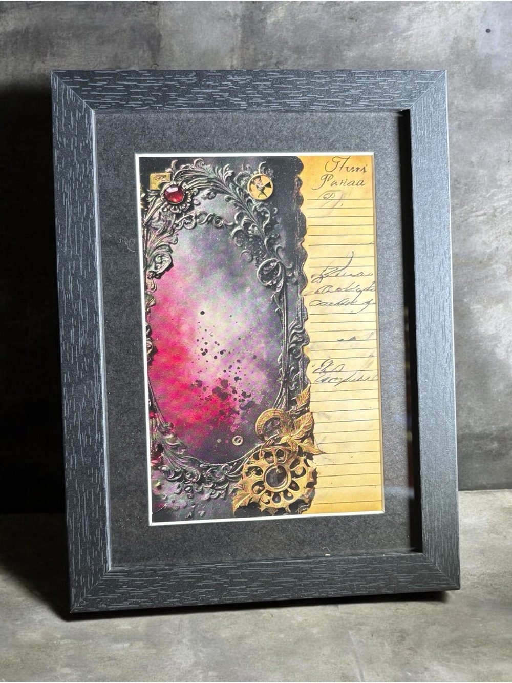 Steampunk Victorian Framed Art 5x7 Gothic Dark Academia Decor